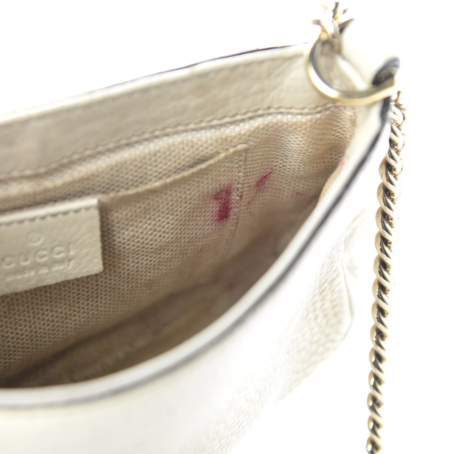 Pebbled Calfskin Small Soho Flap Crossbody Off White