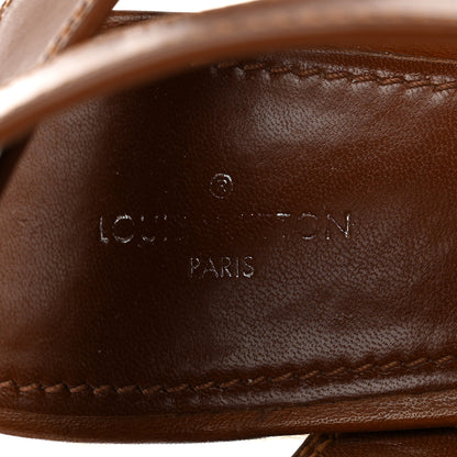 Louis Vuitton Calfskin Studded Espadrille Wedge Sandals 35.5 Cognac 6 of 9