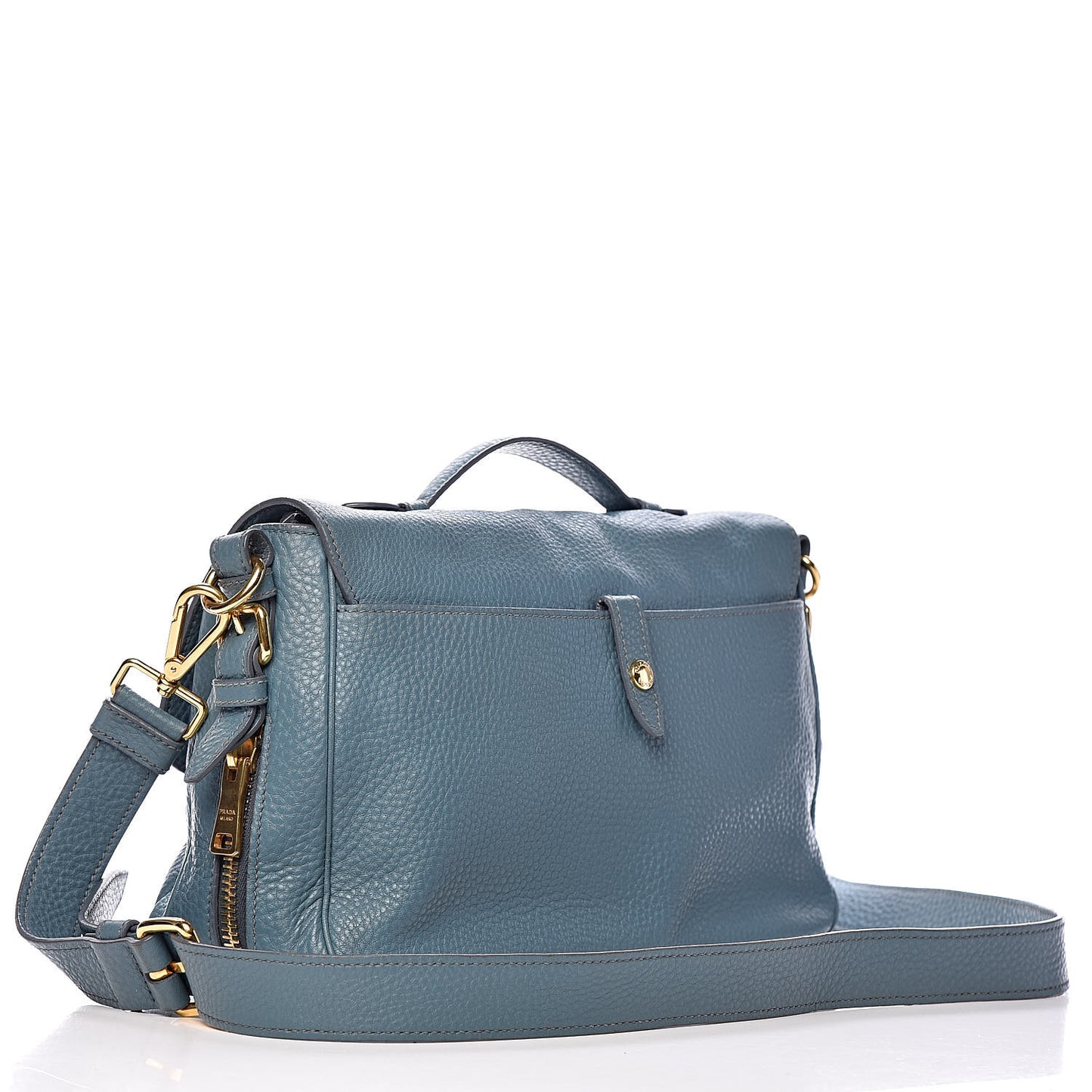 Vitello Daino Push Lock Messenger Bag Marine