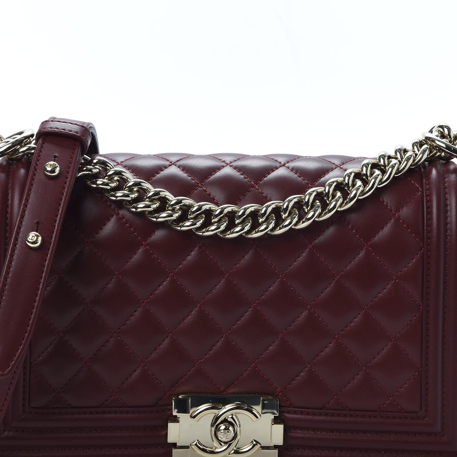 Chanel Lambskin Quilted Medium Boy Flap Burgundy 9 of 9