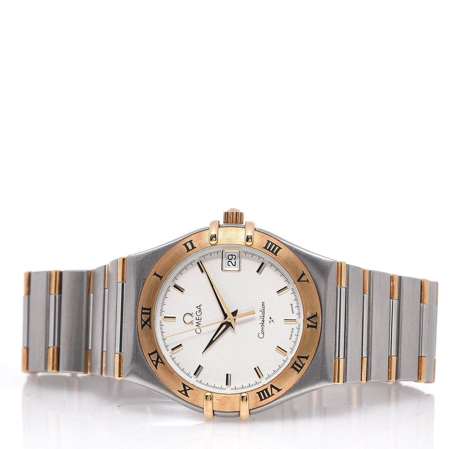 Stainless Steel 18K Yellow Gold 33mm Constellation Quartz Watch White 1312.30