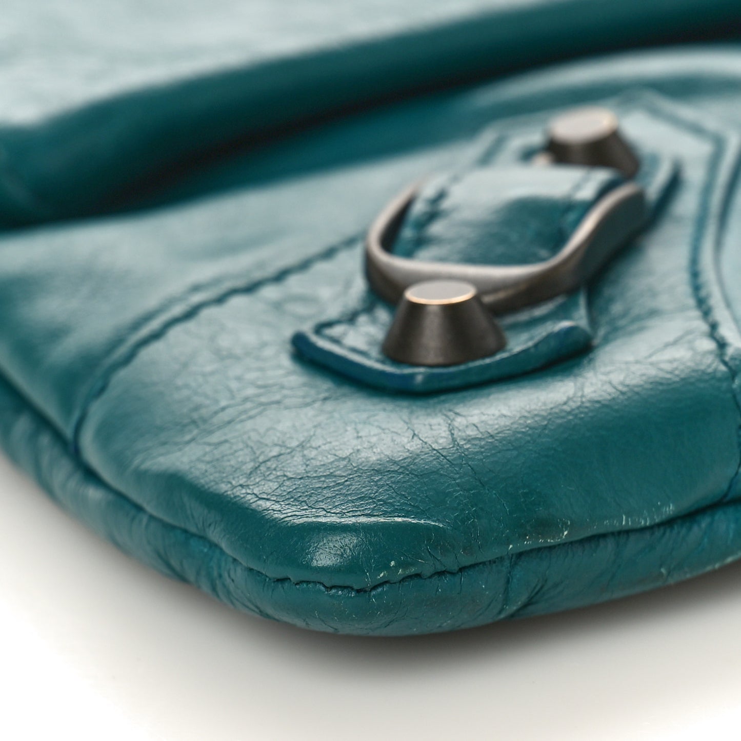 Agneau Giant 12 Rose Gold Hardware Envelope Clutch Turquoise