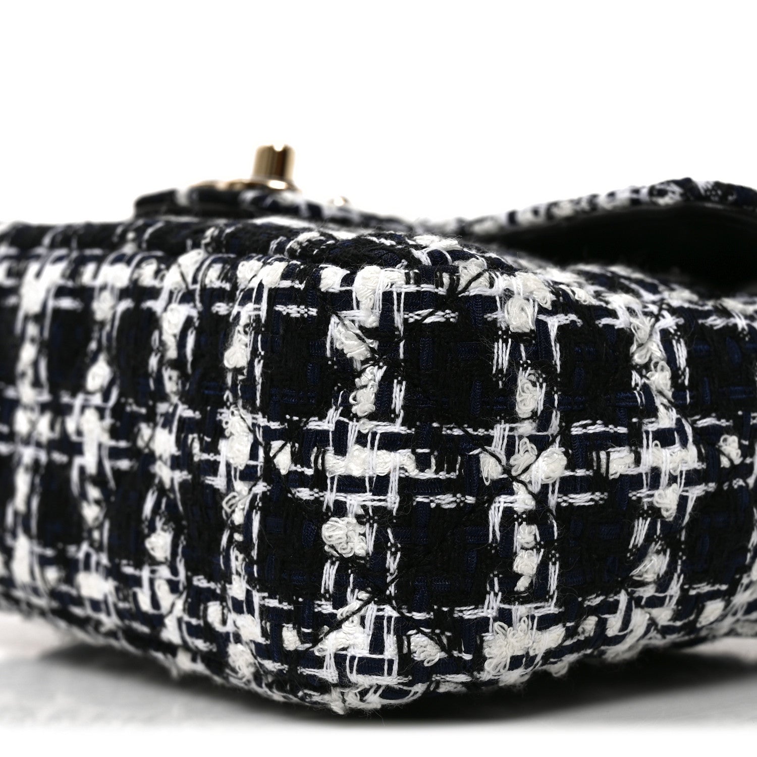 Chanel Tweed Resin Quilted Mini Heart Square Flap Navy White Black 10 of 11