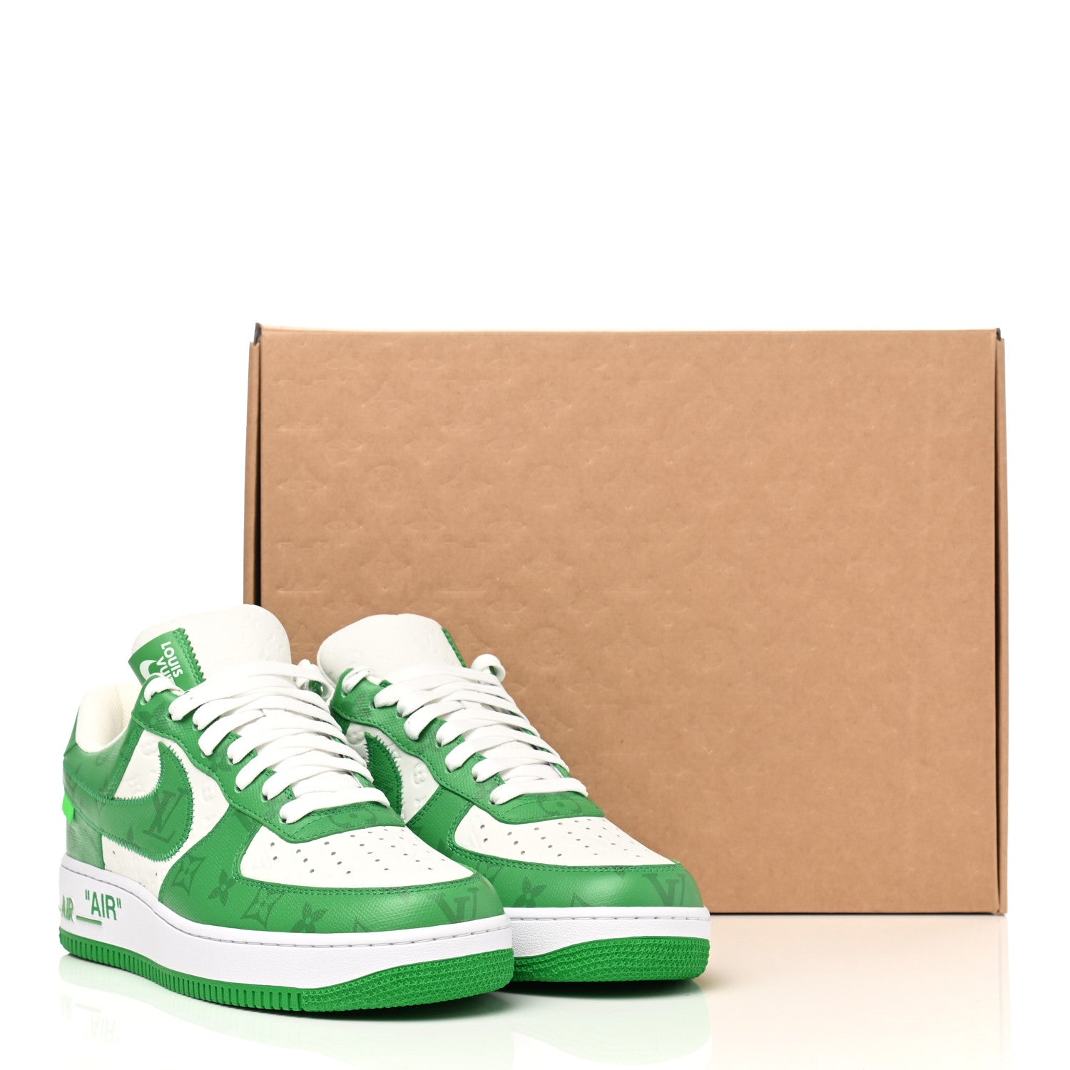 Louis Vuitton X NIKE AIR FORCE 1 Calfskin Monogram Mens Low Top Sneakers 9 Green 12 of 12