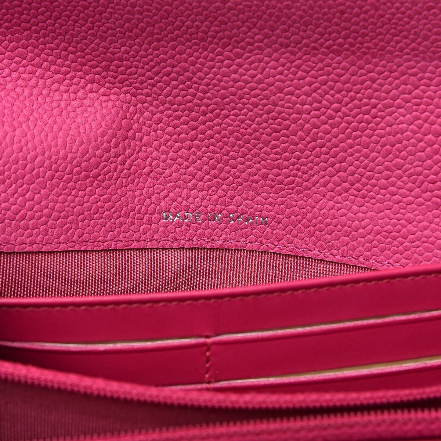 Iridescent Caviar Quilted Large Flap Wallet Pink