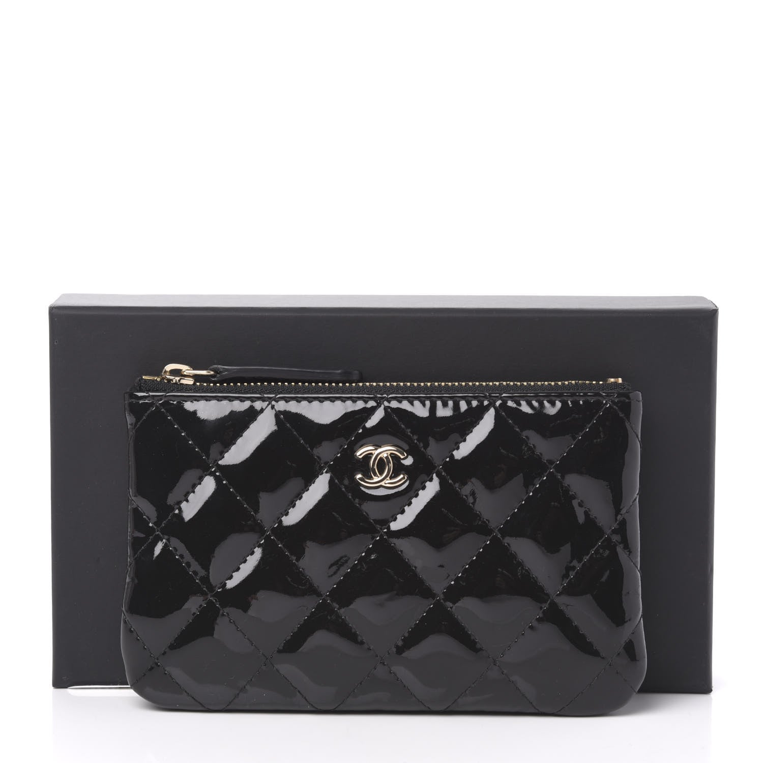 Chanel Patent Quilted Small Cosmetic Case Black 11 of 11