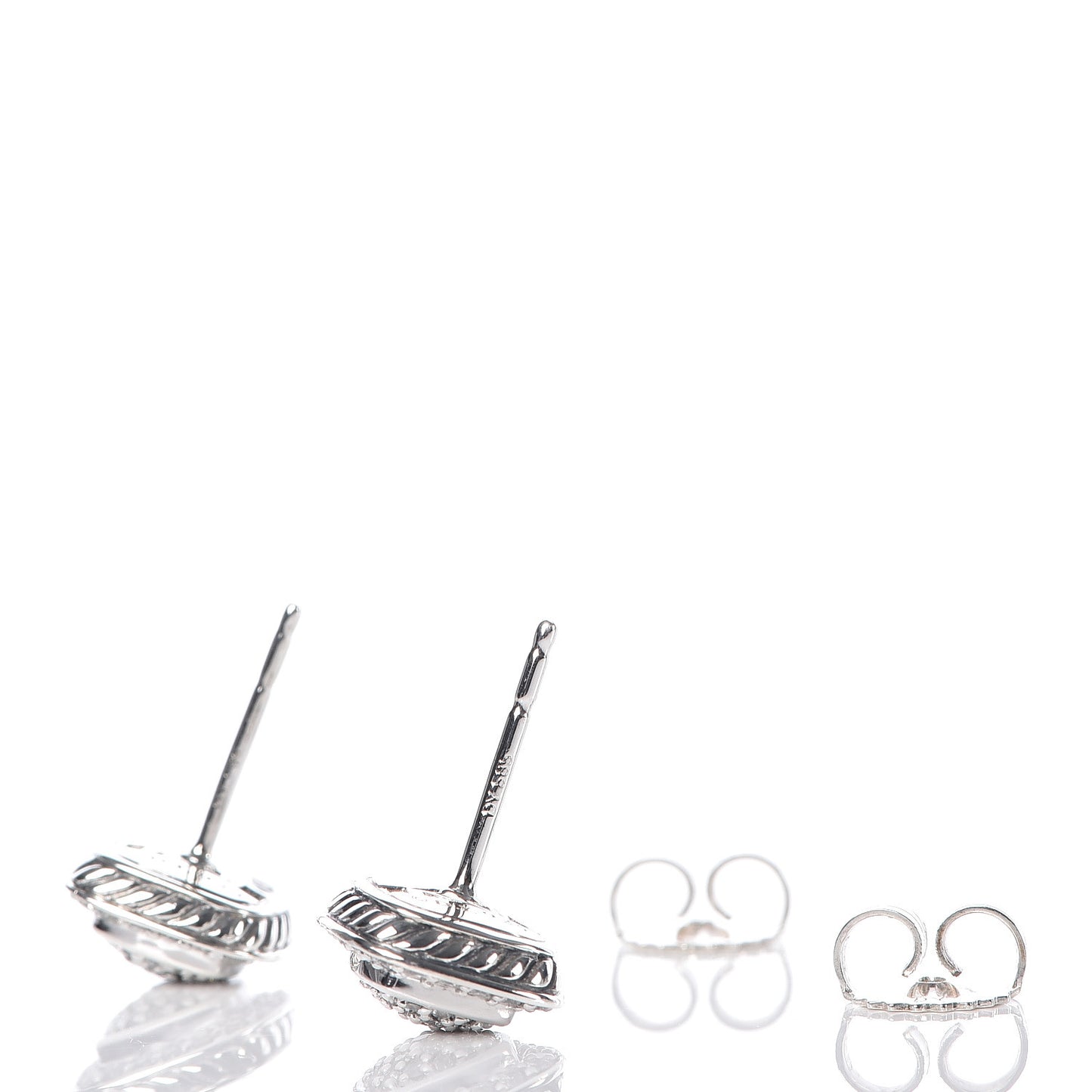 Sterling Silver Diamond 5mm Pave Albion Earrings