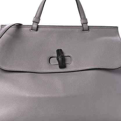 Gucci Cellarius Calfskin Large Bamboo Daily Top Handle Bag Storm Grey 7 of 8