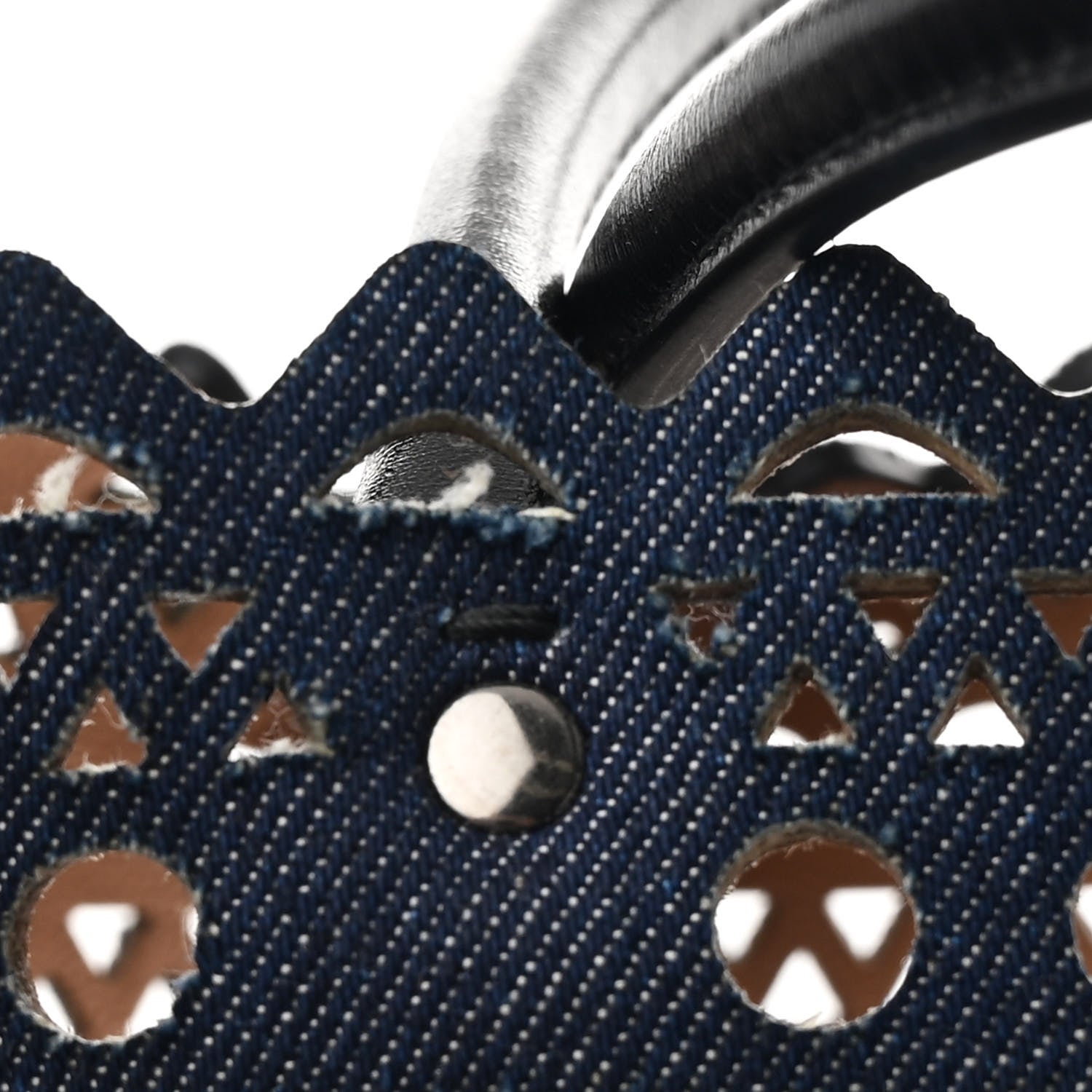 Alaia Denim Laser Cut Garance Tote Blue 12 of 14