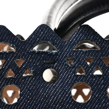 Alaia Denim Laser Cut Garance Tote Blue 12 of 14