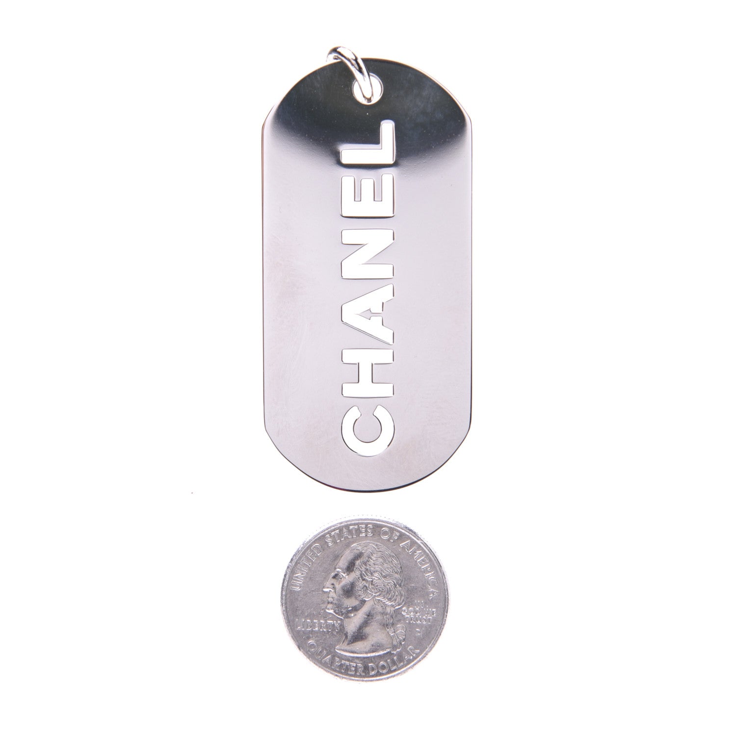 Chanel Dog Tag Key Charm Silver 2 of 12