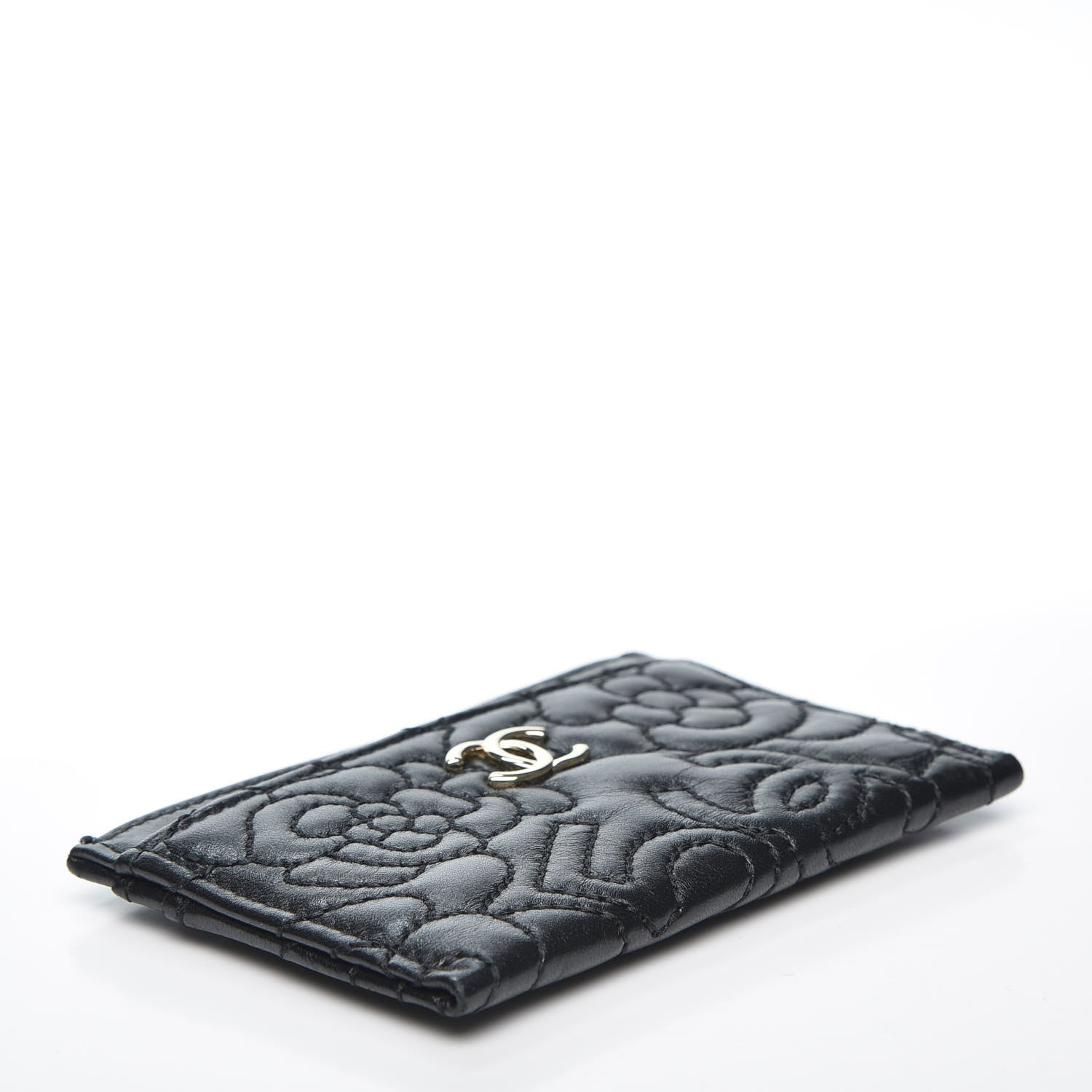 Chanel Lambskin Camellia Embossed Card Holder Black 3 of 6