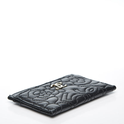 Chanel Lambskin Camellia Embossed Card Holder Black 3 of 6