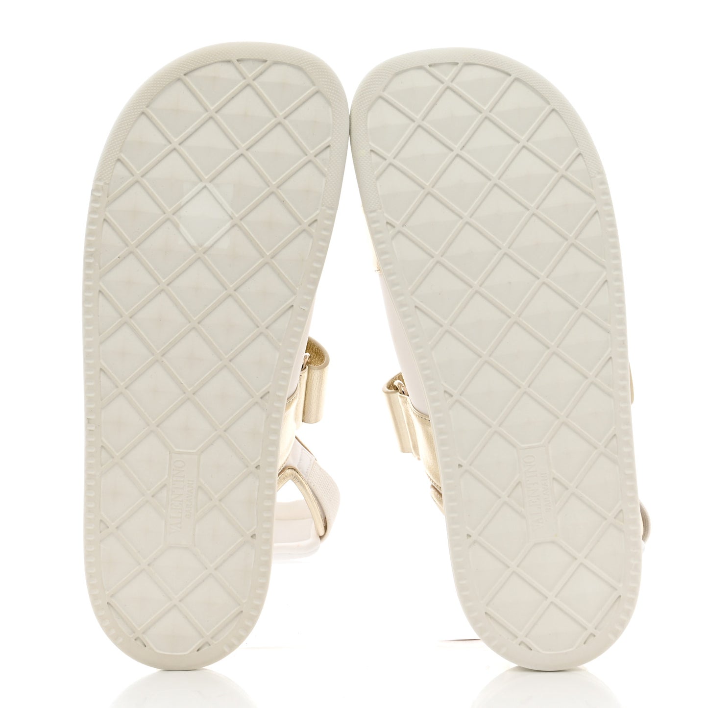 Calfskin Metallic Nappa Roman Stud Velcro Sandals 36 White