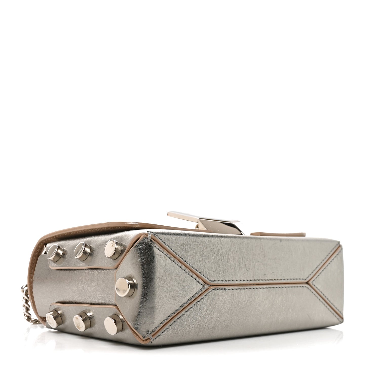 Smooth Calfskin Lockett Petite Shoulder Bag Vintage Silver