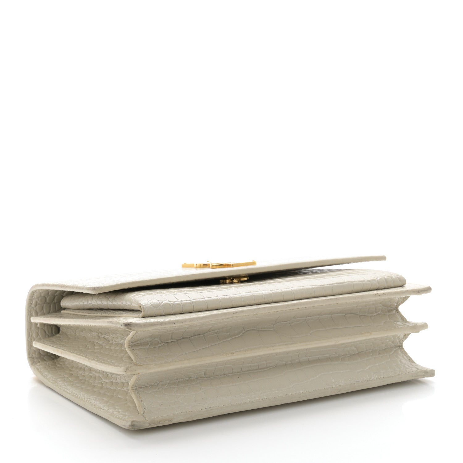 Saint Laurent Calfskin Crocodile Embossed Medium Monogram Sunset Blanc Vintage 4 of 14