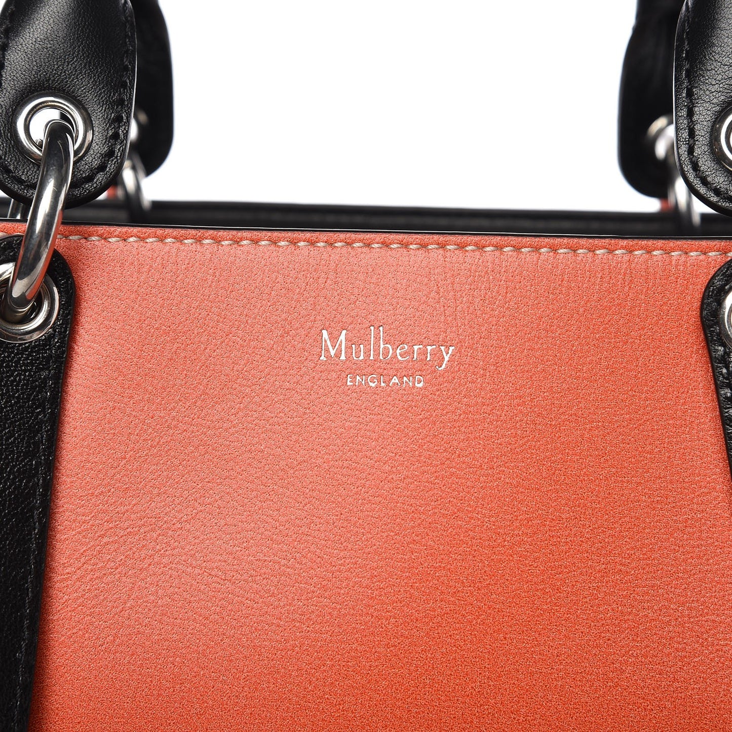 Printed Calfskin Maple Tote Black Orange Chalk
