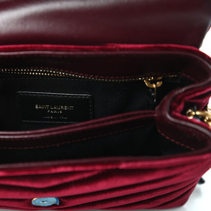 Saint Laurent Velvet Y Quilted Monogram Toy Loulou Chain Satchel Light Burgundy 8 of 11