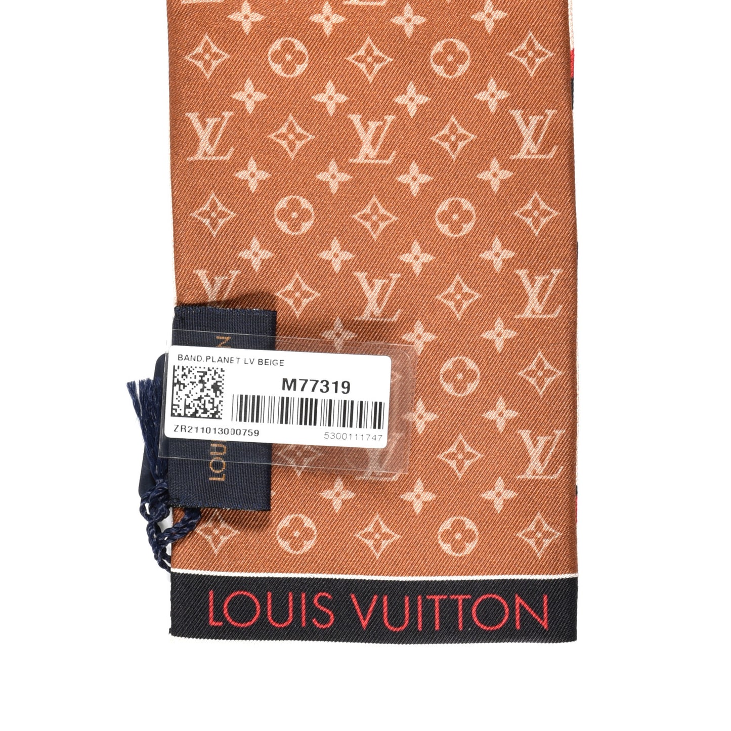 Silk Monogram Planet LV Bandeau Beige