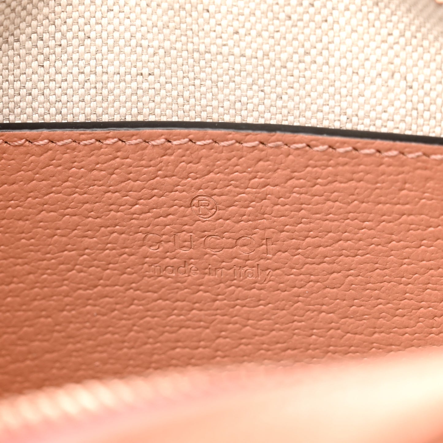 Monogram Textured Dollar Calfskin Mini Ophidia Shoulder Bag Cloche Rose Pink