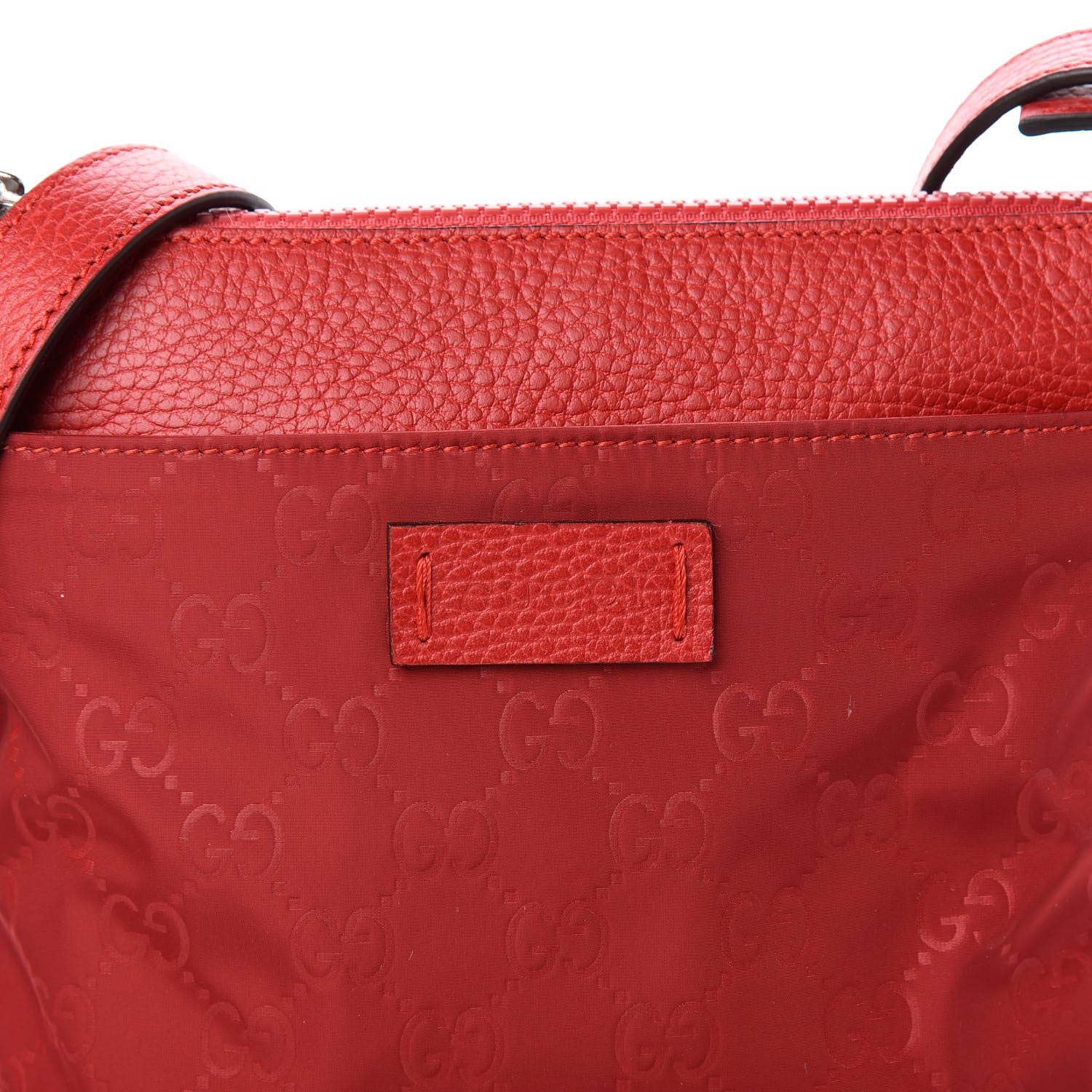 Gucci Nylon Monogram Dollar Calfskin Small Flat Messenger Bag Vibrant Red 7 of 9