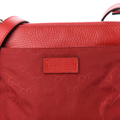 Gucci Nylon Monogram Dollar Calfskin Small Flat Messenger Bag Vibrant Red 7 of 9