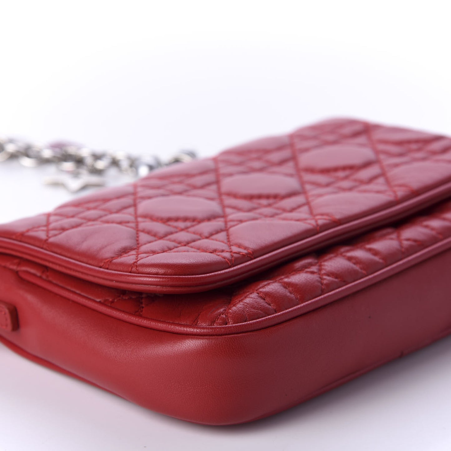 Lambskin Cannage Lady Dior Pochette Red