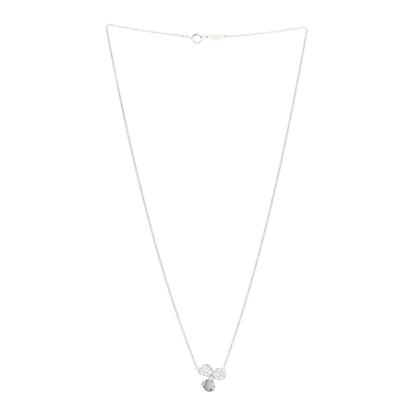 Platinum Diamond .17ctw Small Paper Flowers Pendant Necklace