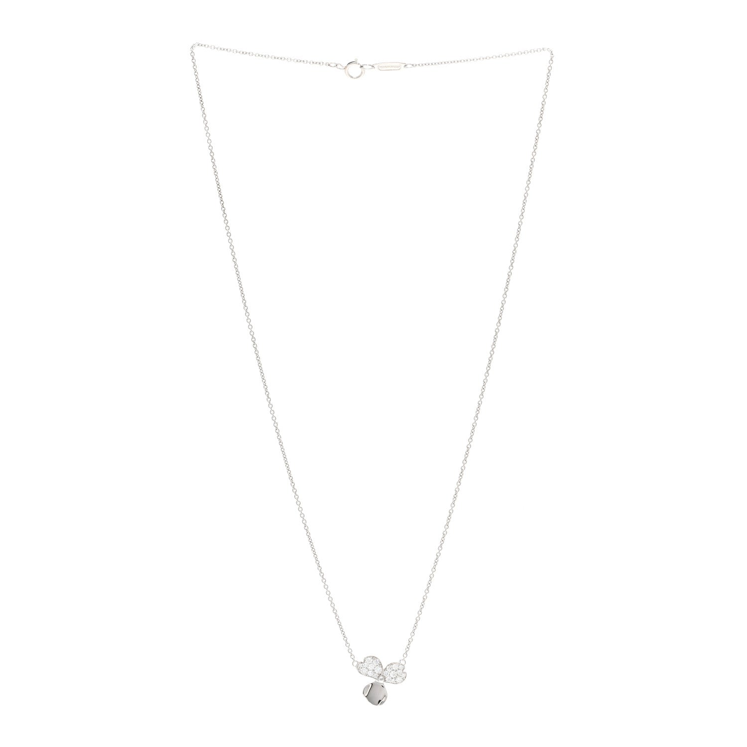 Tiffany Platinum Diamond .17ctw Small Paper Flowers Pendant Necklace 3 of 5
