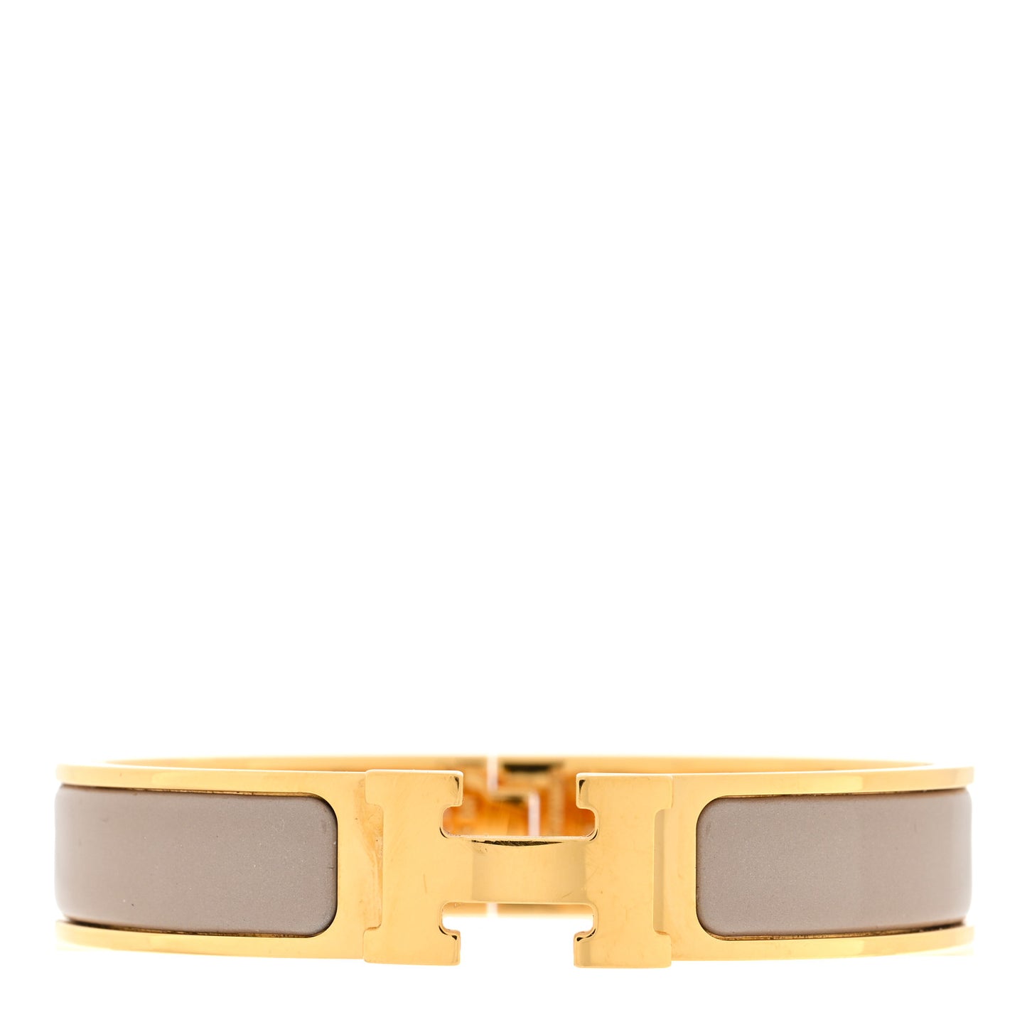 Enamel Narrow Clic Clac H Bracelet PM Marron Glace