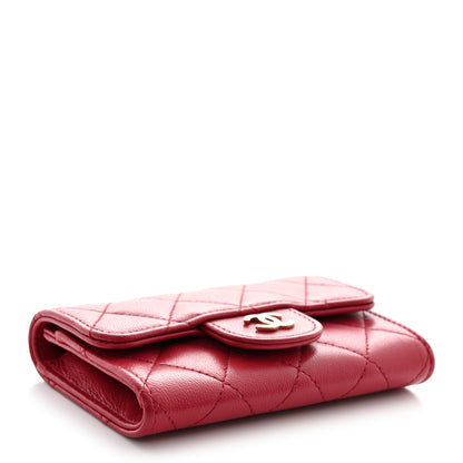 Chanel Lambskin Quilted Flap Card Holder Dark Pink 4 of 12