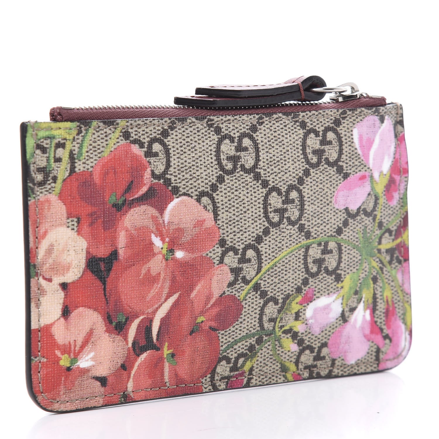 Gucci GG Supreme Monogram Blooms Key Ring Coin Case Beige Multicolor Dry Rose 4 of 7