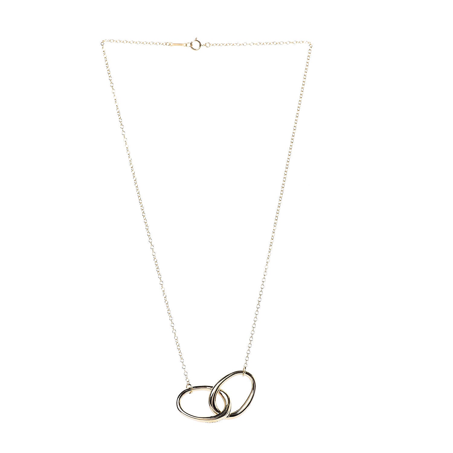Tiffany 18K Yellow Gold Elsa Peretti Interlocking Ovals Pendant Necklace 3 of 6