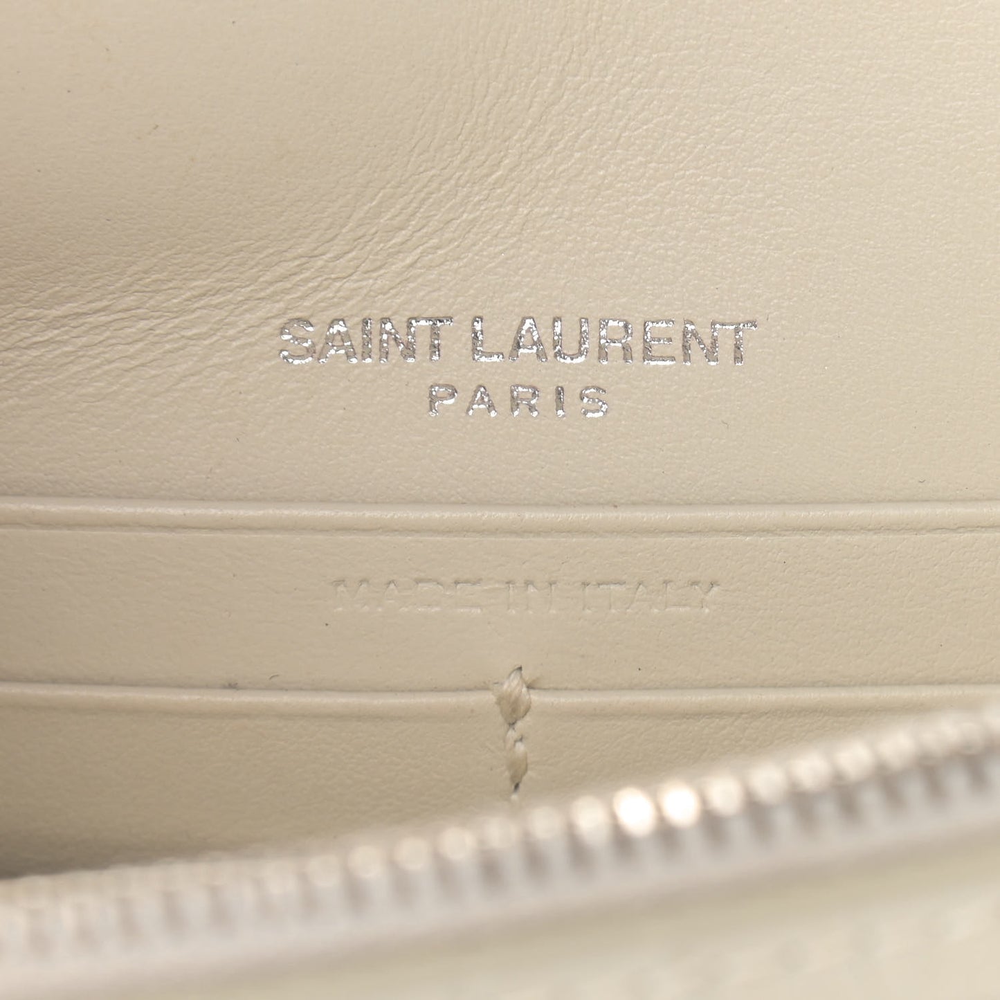 Calfskin Crocodile Embossed Monogram Sunset Chain Wallet Blanc Vintage