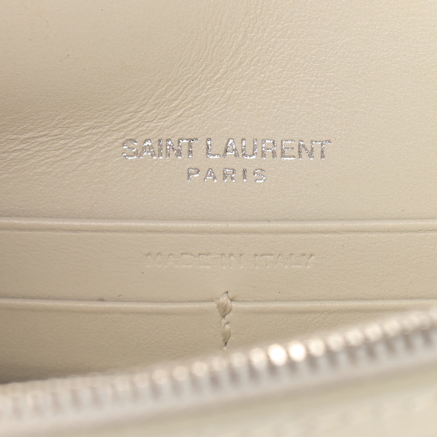 Saint Laurent Calfskin Crocodile Embossed Monogram Sunset Chain Wallet Blanc Vintage 6 of 9