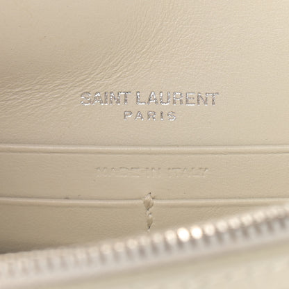 Saint Laurent Calfskin Crocodile Embossed Monogram Sunset Chain Wallet Blanc Vintage 6 of 9