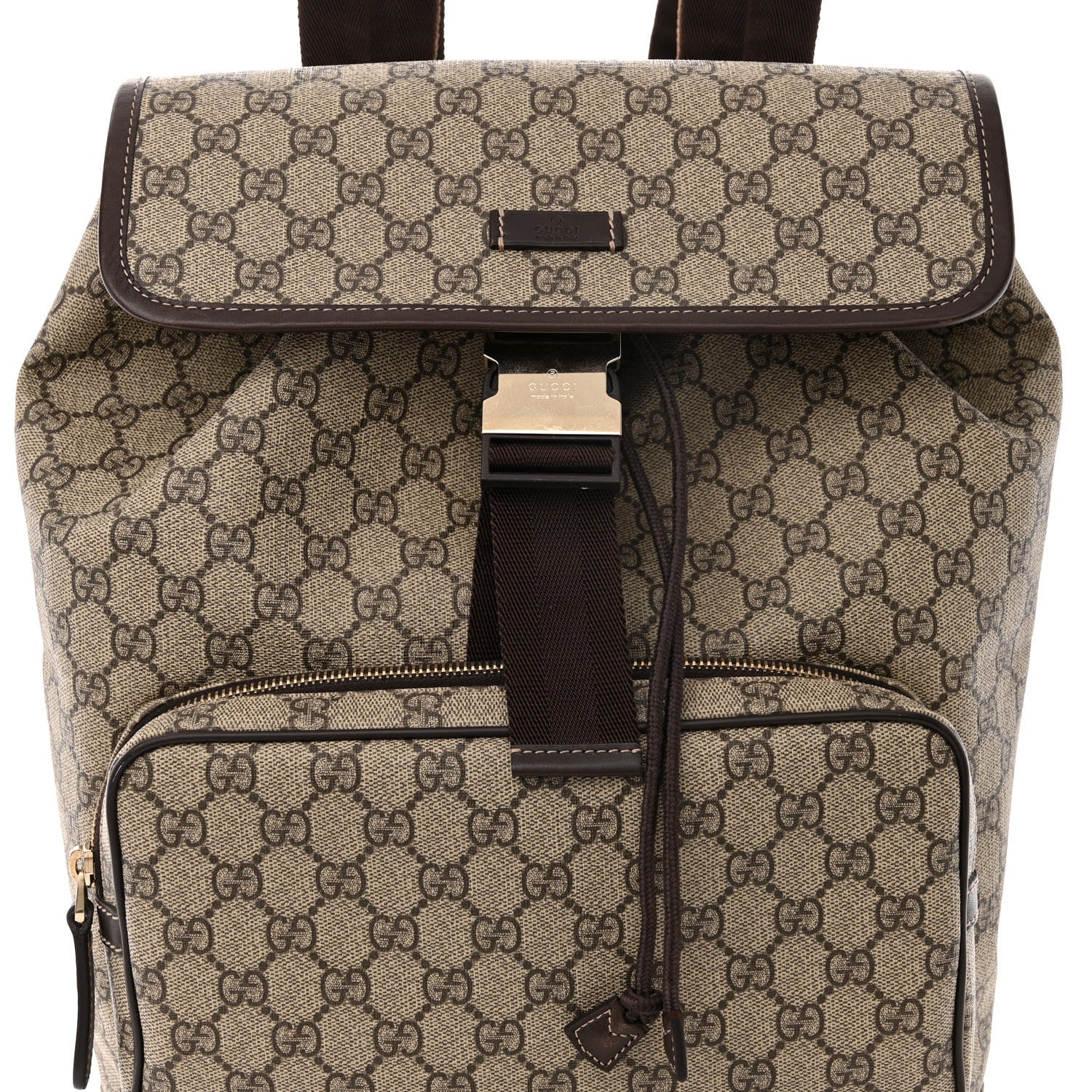 Gucci GG Supreme Monogram Medium Single Buckle Rucksack Backpack Beige Ebony Brown 8 of 11