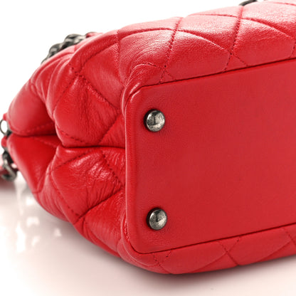 Chanel Shiny Sheepskin Quilted Small Shopping Tote Red 9 of 11