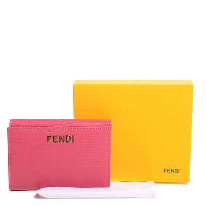 Fendi Textured Calfskin French Wallet Pink 5 of 9