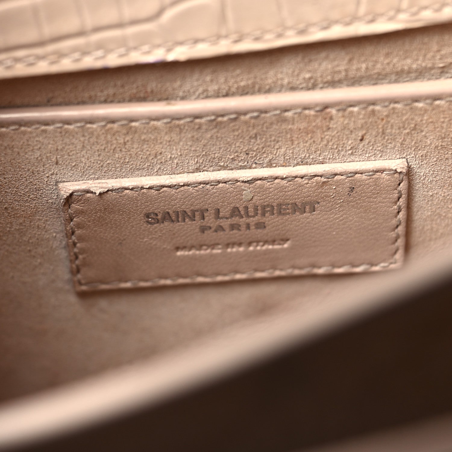 Saint Laurent Calfskin Crocodile Embossed Medium Monogram Sunset Sunset Dark Beige 7 of 12