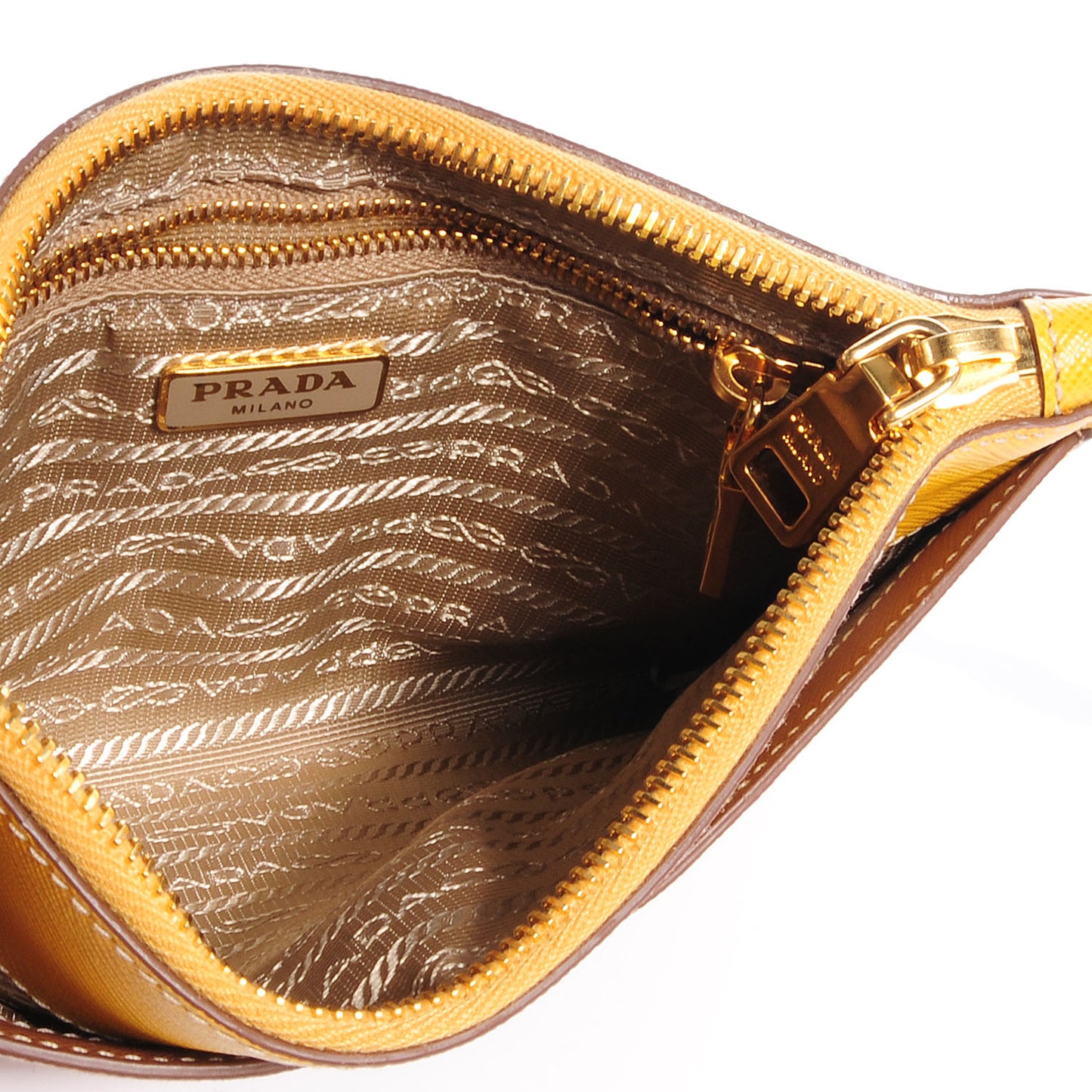 Saffiano Bi-Color Wristlet Clutch Caramel Mimosa