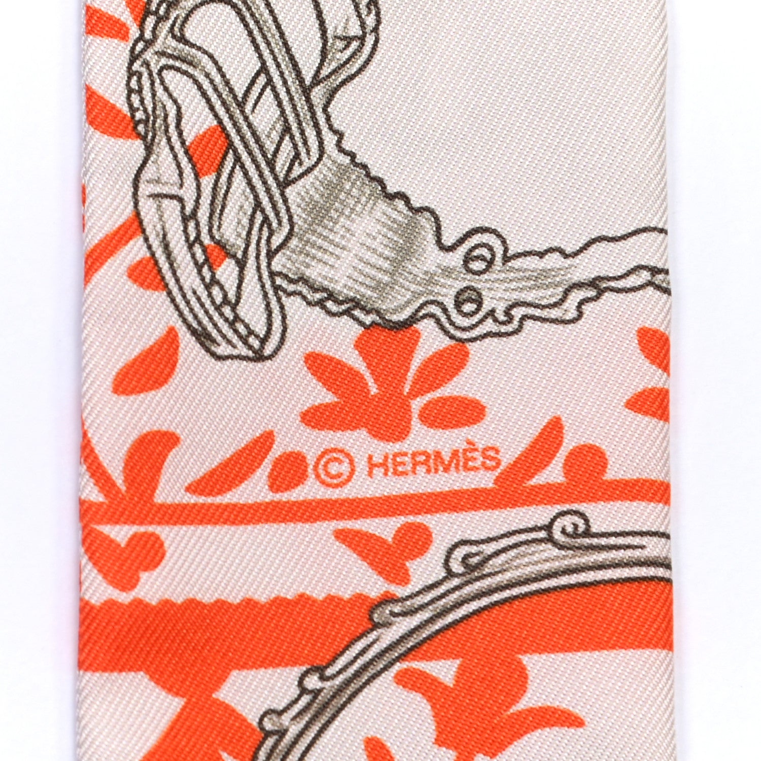 Hermes Silk Etriers Remix Twilly Verveine Orange Kaki 5 of 8
