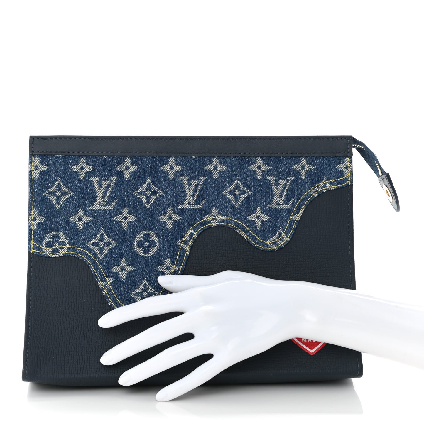 X NIGO Taurillon Monogram Denim Drip Pochette Voyage MM Blue