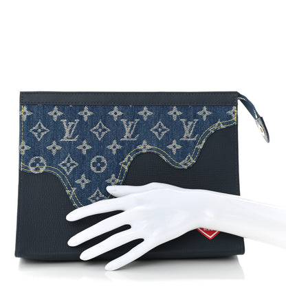 Louis Vuitton X NIGO Taurillon Monogram Denim Drip Pochette Voyage MM Blue 2 of 9