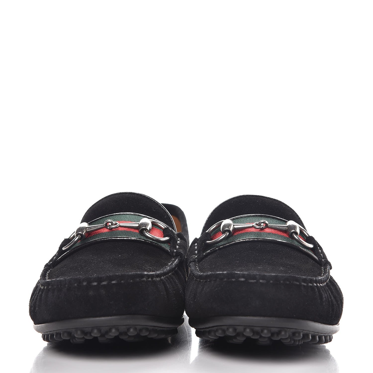 Gucci Suede Web Mens Horsebit Driver Loafers 7 Black 2 of 10