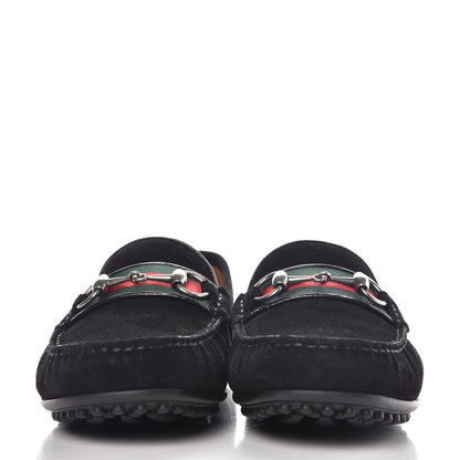 Gucci Suede Web Mens Horsebit Driver Loafers 7 Black 2 of 10