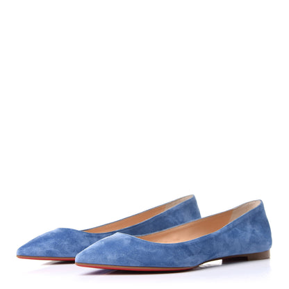 Christian Louboutin Veau Velours Ballalla Pointy Toe Flats 38 Jeans 3 of 7
