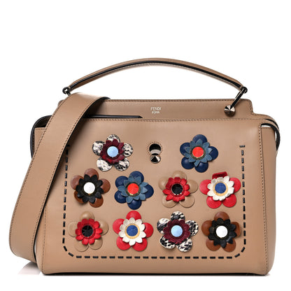 Fendi Calfskin Flowerland Studded Dotcom Satchel Cuoio Multicolor 1 of 15