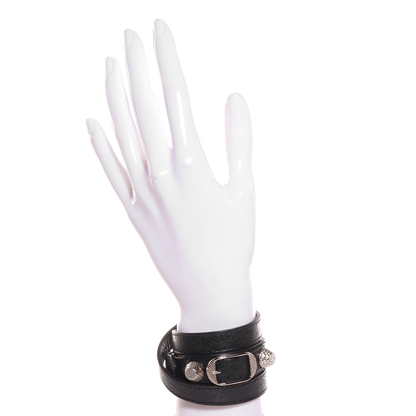 Agneau Giant Silver Hardware Triple Tour M Braceletedium Black