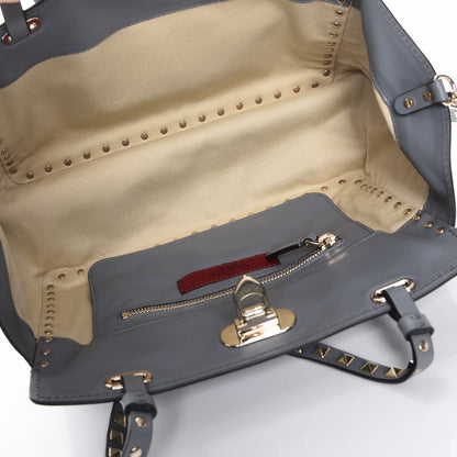 Valentino Garavani Vitello Small Rockstud Tote Grey 6 of 10